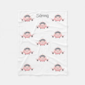 Pink and Grey Airplane Girl Name Personalized フリースブランケット (正面)