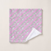Pink and grey plaid pattern throw pillow バスタオルセット (ウォッシュタオル)