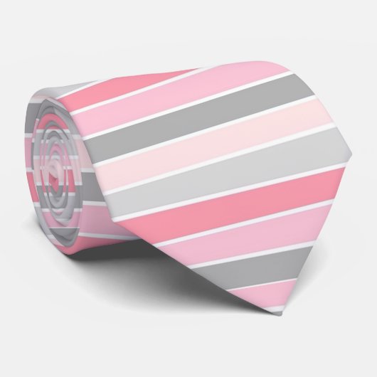 Pink and Grey Striped ネクタイ (ロール)