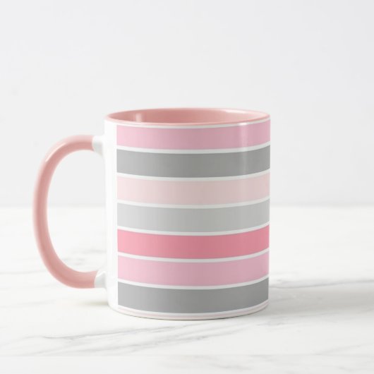 Pink and Grey Stripes マグカップ (左)