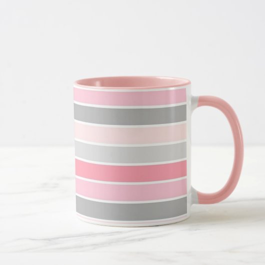 Pink and Grey Stripes マグカップ (右)