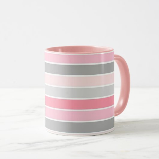 Pink and Grey Stripes マグカップ (正面右)