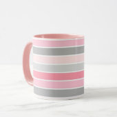 Pink and Grey Stripes マグカップ (正面左)