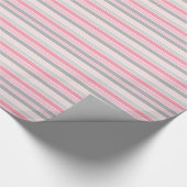 Pink and Grey Stripes ラッピングペーパー (角)
