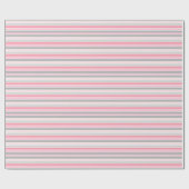 Pink and Grey Stripes ラッピングペーパー (フラット)