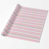 Pink and Grey Stripes ラッピングペーパー (アンロールド)