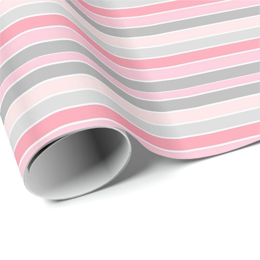 Pink and Grey Stripes ラッピングペーパー (ロールコーナー)