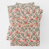 Pink and Holly Christmas Wrapping Paper ラッピングペーパーシート (インサイチュ)