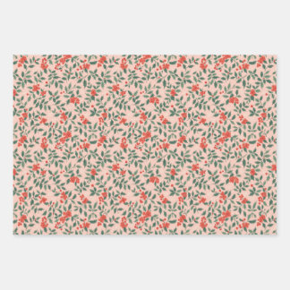 Pink and Holly Christmas Wrapping Paper ラッピングペーパーシート