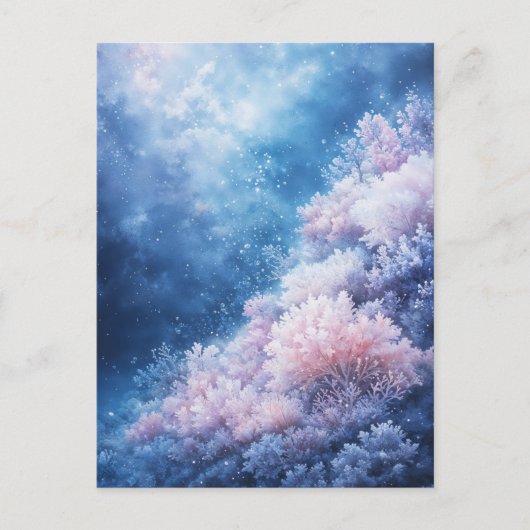 Pink and Lavender Coral Reef in Starry Blue Sea ポストカード (正面)