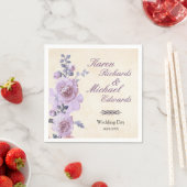Pink and Lilac Watercolor Floral Wedding スタンダードカクテルナプキン (インサイチュ)