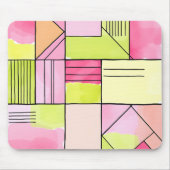Pink and Lime-Green Patchwork Abstract マウスパッド (正面)