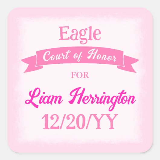 Pink and Magenta Party Favor Sticker スクエアシール (正面)