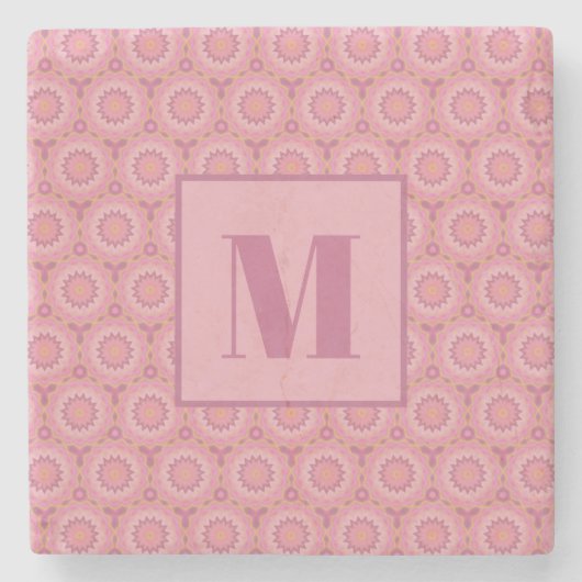 Pink and Mauve Initial Stone Coaster ストーンコースター (正面)