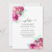 Pink and Mintフローラ結婚の更新 招待状 (正面)