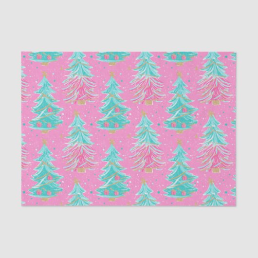 Pink and Mint Christmas Gift Trees 薄葉紙 (正面)