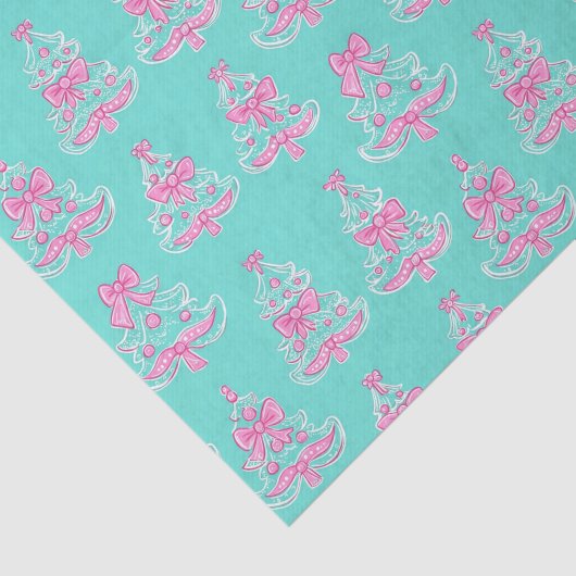 Pink and Mint Coquette Christmas Trees 薄葉紙 (詳細)