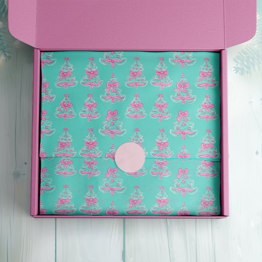 Pink and Mint Coquette Christmas Trees 薄葉紙
