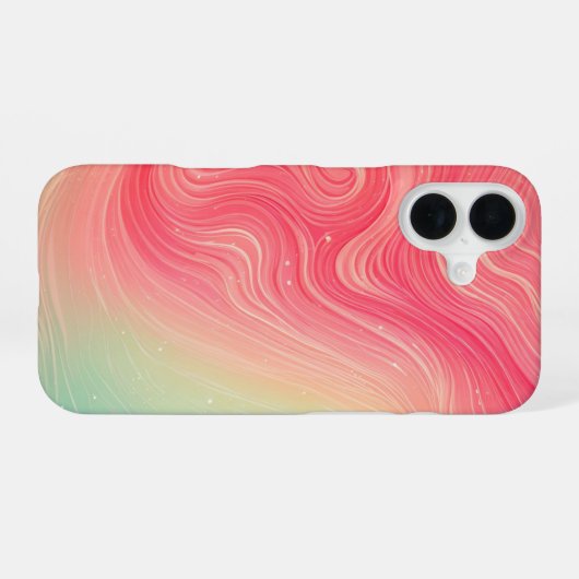 Pink and Mint Green Abstract Marble Phone Case iPhone 16ケース (裏面横)