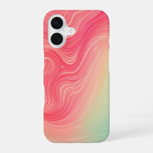 Pink and Mint Green Abstract Marble Phone Case iPhone 16ケース (裏面)