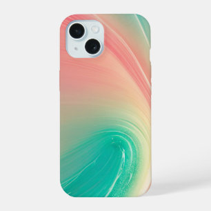 Pink and Mint Green Abstract Pattern Phone Case iPhone 15ケース