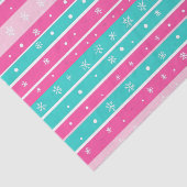 Pink and Mint Horizontal Striped Snowflake 薄葉紙 (詳細)