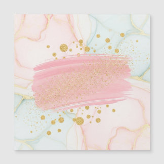 Pink and Mint Marble with Gold Glitter Brush Strok