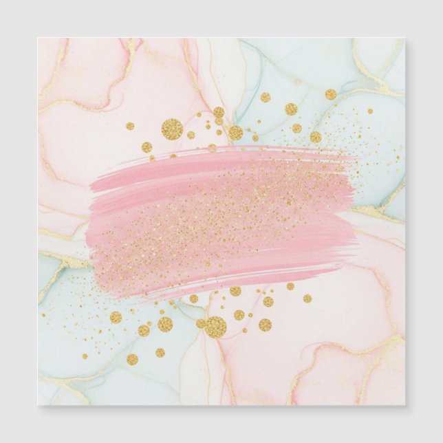 Pink and Mint Marble with Gold Glitter Brush Strok (正面)