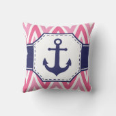 Pink and Navy Anchor Throw Pillow クッション (裏面)