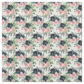 Pink and Navy Blue Floral Fabric ファブリック (見本)