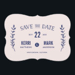 Pink and Navy Blue Laurelsが日付カードを保存 セーブザデート<br><div class="desc">結婚式の日を発表ユニークしモダンて日付を保存する。背面の写真(オプション)</div>