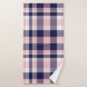 Pink and navy Plaid, checkered, tartan seamless バスタオル (バスタオル)
