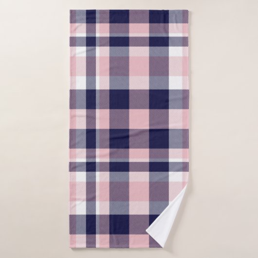Pink and navy Plaid,  checkered,  tartan seamless  バスタオル (バスタオル)