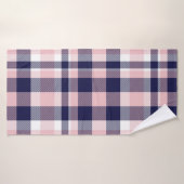 Pink and navy Plaid,  checkered,  tartan seamless  バスタオル (バスタオル)