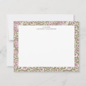 Pink and Olive Hand-Block Inspired Floral Note Car 招待状 (正面)