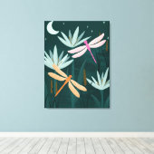 Pink and Orange Dragonflies Wall Art - Canvas キャンバスプリント (インサイチュ (ウッドフロア))