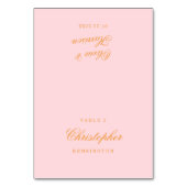 Pink and Orange Elegant Script Wedding Place Card テーブルナンバー (正面)