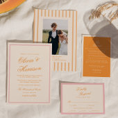 Pink and Orange Elegant Script Wedding Place Card テーブルナンバー
