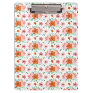 Pink and orange floral bouquet patterned clipboard クリップボード