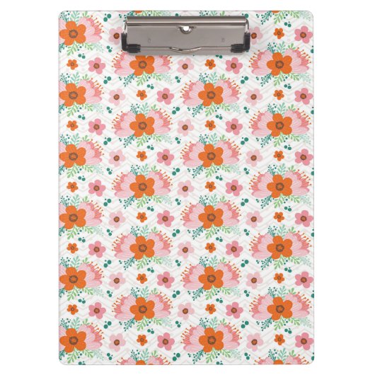 Pink and orange floral bouquet patterned clipboard クリップボード (正面)