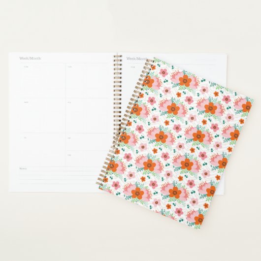 Pink and orange floral bouquet patterned planner プランナー手帳 (ディスプレー)