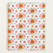 Pink and orange floral bouquet patterned planner プランナー手帳 (正面)