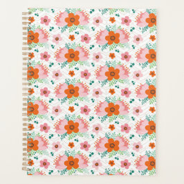 Pink and orange floral bouquet patterned planner プランナー手帳