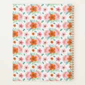 Pink and orange floral bouquet patterned planner プランナー手帳 (裏面)