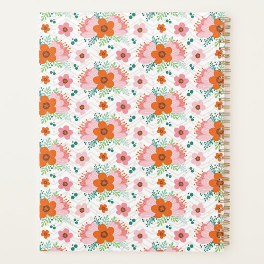 Pink and orange floral bouquet patterned planner プランナー手帳 (裏面)