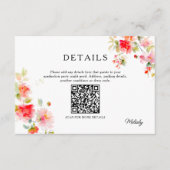 Pink and Orange Floral Details QR-code Graduation エンクロージャーカード (正面)