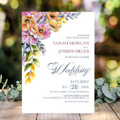 Pink and Orange Floral Wedding  招待状