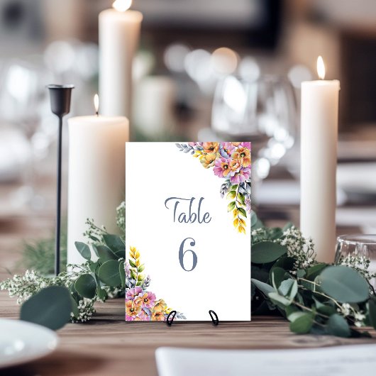 Pink and Orange Floral Wedding Table Number テーブルナンバー