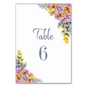 Pink and Orange Floral Wedding Table Number テーブルナンバー (正面)