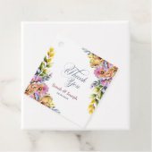 Pink and Orange Floral Wedding Thank You フェイバータグ (インサイチュ)
